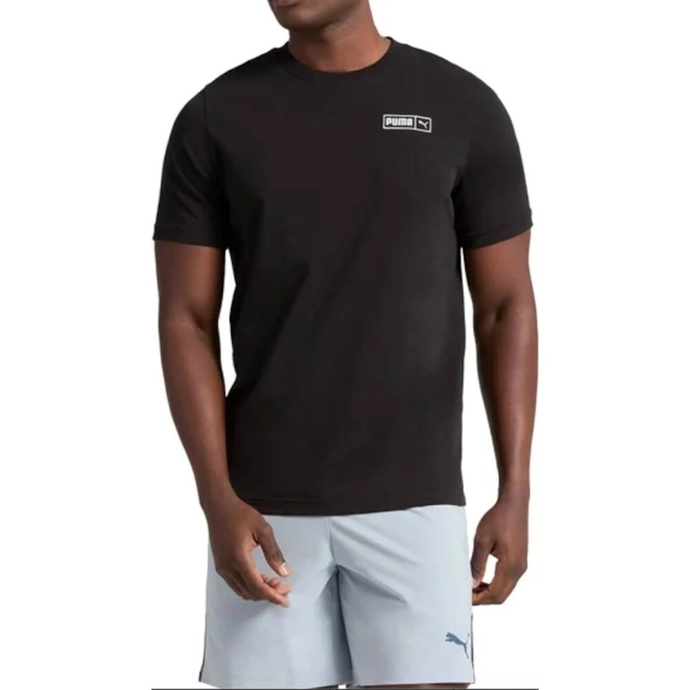 Puma Black Embroidery Logo Crew Neck Short Sleeve T-shirt Mens